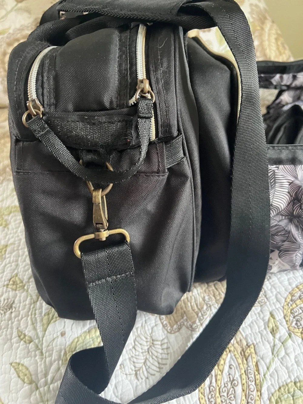 LALUKA Black Diaper Bag With Travel Bassinet Portable Baby Bed